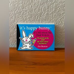 NEW RARE Vintage Y2K Jim Benton Happy Bunny 16 Postcards & 20 Stickers Set